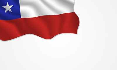 Chile flag waving illustration with copy space on isolated background