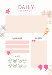 White Pink Simple Daily Planner