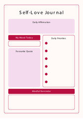Red Pink Minimalist Self-Love Personal Planner