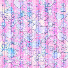 Background is seamless pink with hearts. Wedding texture. Romantic drawing  Valentine's Day. Template for printing on fabric, packaging and Wallpaper.Brilliant pattern for Christmas and Easter.