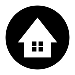 A house with a window. A round icon. Vectors.