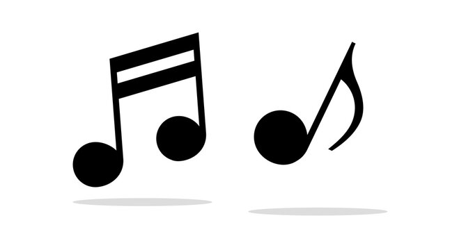 A fun set of musical note icons. Vector set with shadows.
