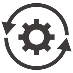 Rotating arrow and gear icon. Vectors.