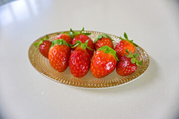 strawberries on a dish