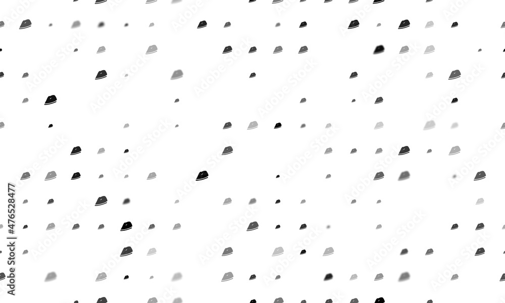 Poster seamless background pattern of evenly spaced black iron symbols of different sizes and opacity. vect