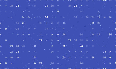 Seamless background pattern of evenly spaced white around the clock symbols of different sizes and opacity. Vector illustration on indigo background with stars