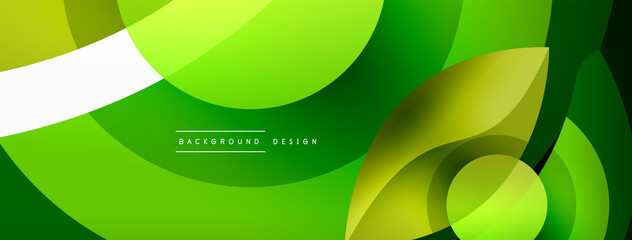 Abstract background with color geometric shapes. Beautiful minimal backdrop with round shapes circles and lines. Geometrical design. Vector illustration