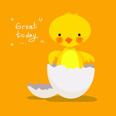 Cute chicken icon character hand drawn vector illustration.