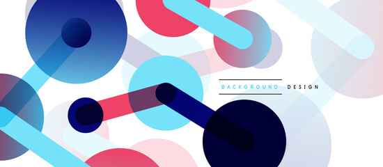 Line points connections geometric abstract background. Circles connected by lines. Trendy techno business template for wallpaper, banner, background or landing