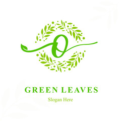 Elegant Creative Modern Initial o Letter with Circle Leaves Frame for Eco Friendly Fashion, Beauty Cosmetic, Make up, Soap, Environment Consultant Service Business Logo Vector Idea Design