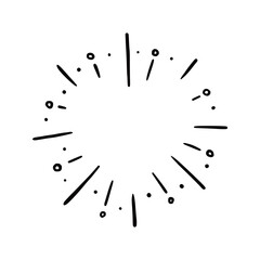 Heart shape burst. Hand drawn sketch style. Heart vector illustration for sunburst frame, love quote.