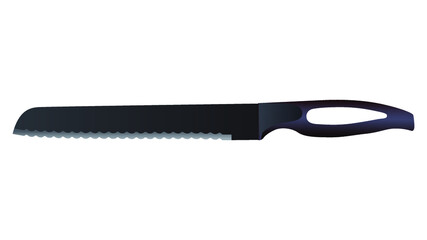 realistic kitchen bread knife isolated on white, Vector illustration, chef knife, Cutlery icon set, bread Knife