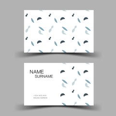 Minimal business card design. With inspiration from the abstract.  White and blue colour on the gray background. Vector illustration. 