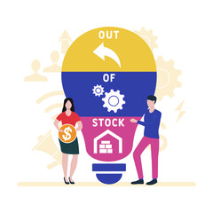 OOS - Out Of Stock acronym. business concept background.  vector illustration concept with keywords and icons. lettering illustration with icons for web banner, flyer, landing 
