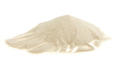 Fototapeta na wymiar Pile of desert sand dune isolated on a white background. 