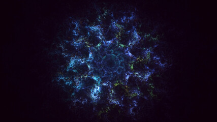 3D rendering abstract blue fractal light background