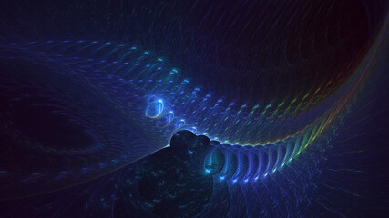 3D rendering abstract blue fractal light background