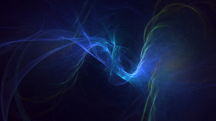 3D rendering abstract blue fractal light background