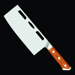 Large sharp cleaver knife isolated on black background, Vector illustration, chef knives, Cutlery icon set
