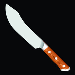 Large sharp cleaver knife isolated on black background, Vector illustration, chef knives, Cutlery icon set
