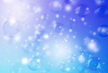 Beautiful Transparent Blue Dark Soap Bubbles Background. Celebration, White Bokeh Bubbles Backdrop. Christmas Wallpaper.	
