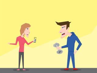 Fototapeta premium An illustration of woman taking photos of a man lifting dumbbells