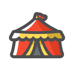 Fototapeta premium Circus tent with flag Vector icon Cartoon illustration