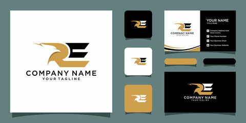 Initial RE eagle logo vector design template - obrazy, fototapety, plakaty