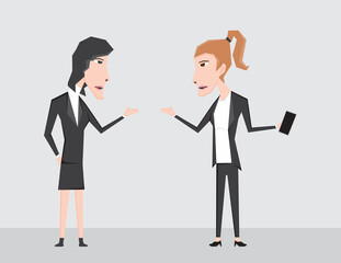 An illustration of business woman discuss each other