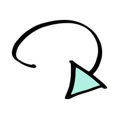 Doodle infographic arrow symbol colorful and black line vector.