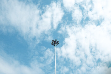 Street lamp or spotlight with blue sky, selective focus