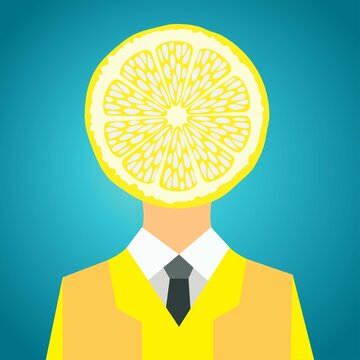 Man With A Lemon Slice Instead Of Head