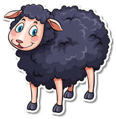 Black sheep farm animal cartoon sticker