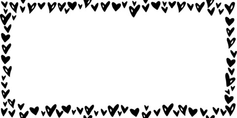 Vector frame, border from small hearts. Simple romance symbol of love, background, decoration for invitation, Valentine's day, greeting card, wedding