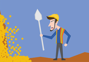 An illustration of a gold miner, ready to mining some gold