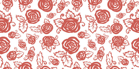 Spring Floral Seamless Patterns with packaging and scrapbooking. colorful red branch and Roses Flower on white Background