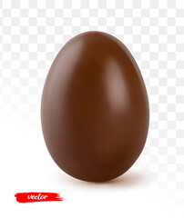 Chocolate Easter egg isolated on transparent background. Realistic vector illustration of chocolate egg.