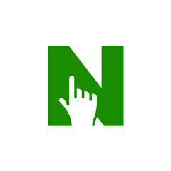 Letter N with a hand click ready to use.