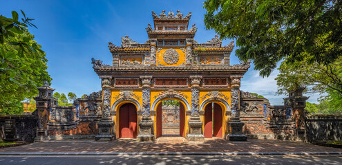 Wonderful view of the Truong Sanh palace within the Citadel in Hue, Vietnam. Imperial Royal Palace...