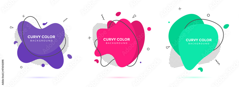 Poster modern liquid irregular amoeba blob shape abstract elements graphic flat style design fluid vector i