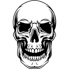 Isolated human skull SVG design element for logos, shirts, tattoo templates, prints, wall art, signs, emblem, cards, posters