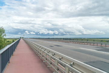 Fototapeta na wymiar View on Knybawski bridge over Vistula river near Tczew, Poland.