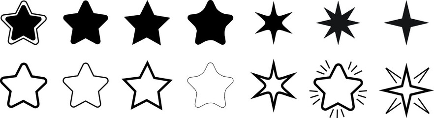 Star icon collection. Different stars set. Vector