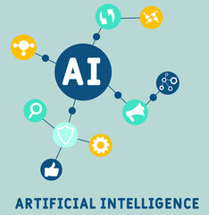 AI - Artificial Intelligence acronym. business concept background.  vector illustration concept with keywords and icons. lettering illustration with icons for web banner, flyer, landing 