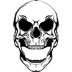Isolated human skull SVG design element for logos, shirts, tattoo templates, prints, wall art, signs, emblem, cards, posters