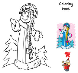 Little snow maiden. Coloring book