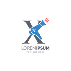 Letter X Hair Dryer or Blower Logo Design Vector Icon Graphic Emblem Illustration