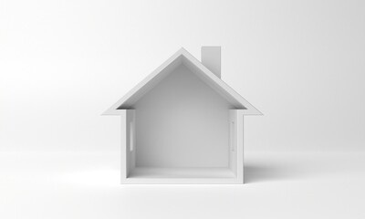White simple empty 3d house in cross section, on light gray background. Real estate concept or symbol. 3d illustration - obrazy, fototapety, plakaty