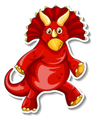 Triceratops dinosaur cartoon character sticker
