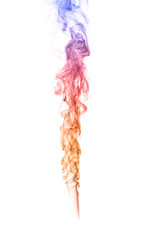 Clouds of curls of colored smoke on a white background.